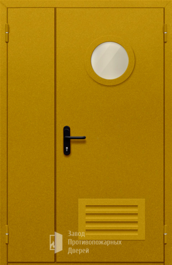 Фото двери «Полуторная с вентиляцией и стеклом №45» в Волоколамску