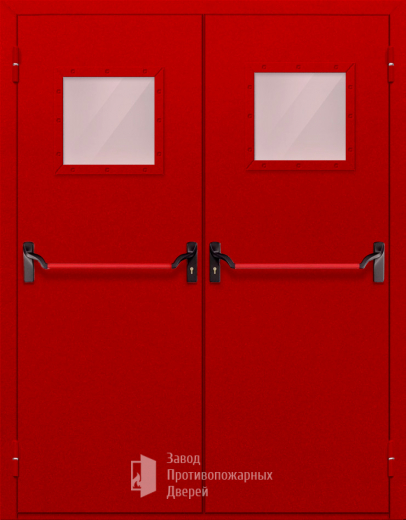 Фото двери «Двупольная со стеклопакетом и антипаникой (красная)» в Волоколамску