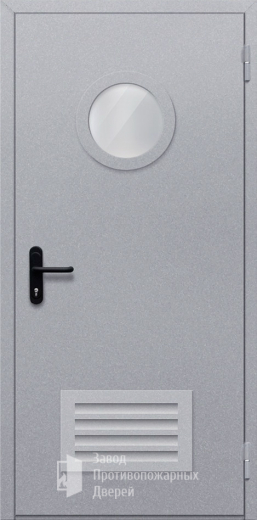 Фото двери «Однопольная с круглым стеклом и решеткой» в Волоколамску