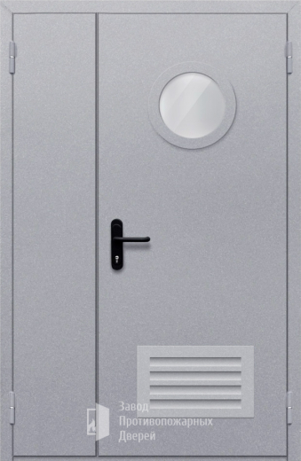 Фото двери «Полуторная с круглым стеклом и решеткой» в Волоколамску