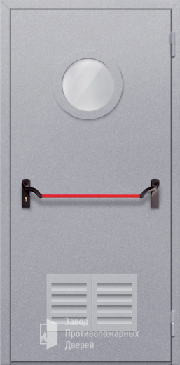 Фото двери «Однопольная с круглым стеклом и решеткой (антипаника)» в Волоколамску