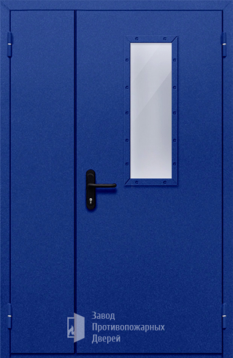 Фото двери «Полуторная со стеклом (синяя)» в Волоколамску