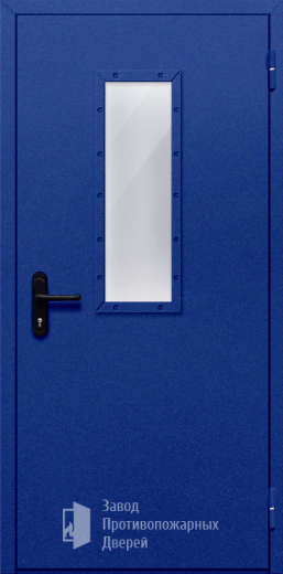 Фото двери «Однопольная со стеклом (синяя)» в Волоколамску