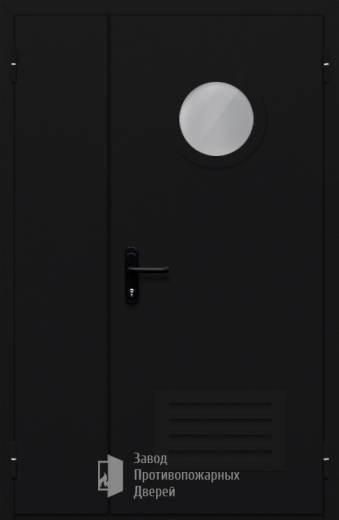 Фото двери «Полуторная с вентиляцией и стеклом №44» в Волоколамску