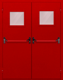 Фото двери «Двупольная со стеклопакетом и антипаникой (красная)» в Волоколамску