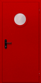 Фото двери «Однопольная с круглым стеклом (красная)» в Волоколамску