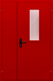 Фото двери «Полуторная со стеклом (красная)» в Волоколамску