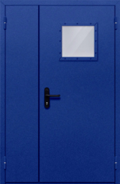 Фото двери «Полуторная со стеклопакетом (синяя)» в Волоколамску